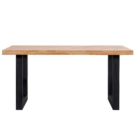 Eettafel naturel/zwart hout en metaal, 160 x 100 x 75 cm | zolder