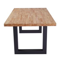 Eettafel naturel/zwart hout en metaal, 160 x 100 x 75 cm | zolder