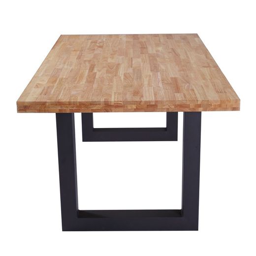 Eettafel naturel/zwart hout en metaal, 160 x 100 x 75 cm | zolder