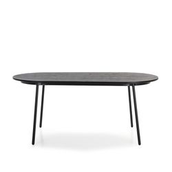 Zwarte houten/metalen eettafel, 180x90x76 cm