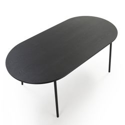 Zwarte houten/metalen eettafel, 180x90x76 cm