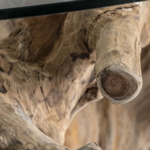 Stół do jadalni ze szkła tekowego i Warri, Ø150x80cm