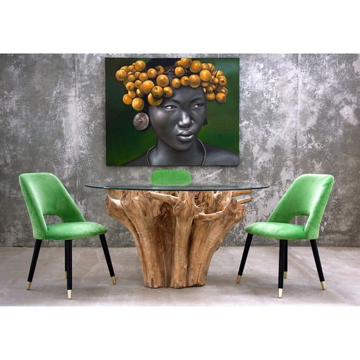 Stół do jadalni ze szkła tekowego i Warri, Ø150x80cm