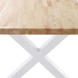 Oak and metal dining table in light natural and white, 160 x 90 x 76 cm | x-loft
