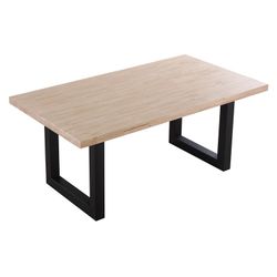 Mesa de jantar em carvalho e metal em claro natural e preto, 180 x 100 x 76 cm | sótão
