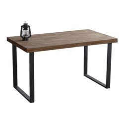 Tavolo da pranzo in rovere e metallo nei colori naturale scuro e nero, 140 x 80 x 76,5 cm | Naturale