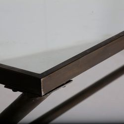 Tavolo da pranzo in ferro nero e vetro, 185 x 80 x 78 cm | Alles