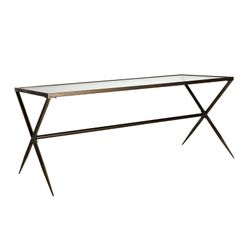 Tavolo da pranzo in ferro nero e vetro, 185 x 80 x 78 cm | Alles