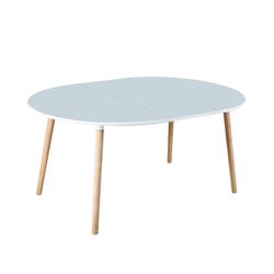 Udtrækbart spisebord i hvidt/naturtræ, 100-140/180 x 100 x 75 cm | nordika