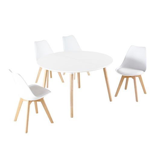 Udtrækbart spisebord i hvidt/naturtræ, 100-140/180 x 100 x 75 cm | nordika