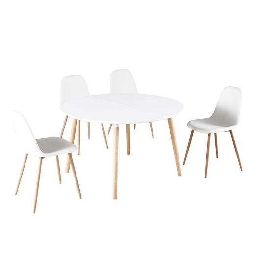 Udtrækbart spisebord i hvidt/naturtræ, 100-140/180 x 100 x 75 cm | nordika