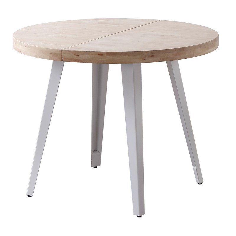 Tavolo da pranzo allungabile in legno naturale/bianco e metallo,  100-140/180 x 100 x 76 cm