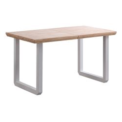Extendable dining table in natural wood and white metal, 140-180/220 x 80 x 77 cm | Rome