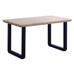 Tavolo da pranzo allungabile in legno naturale e metallo nero, 140-180/220 x 80 x 77 cm | Roma