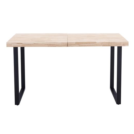 Table à manger extensible en chêne et métal naturel clair et noir, 140/180 x 80 x 76 cm | Steve