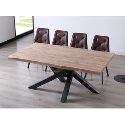 Dining table L in natural oak and metal, 180 x 100 x 76 cm | xena