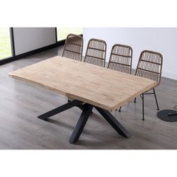 Oak and metal dining table L in light natural and black, 180 x 100 x 76 cm | xena