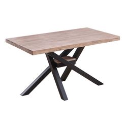 Table à manger M chêne lisse et métal naturel, 140 x 80 x 76 cm | xéna
