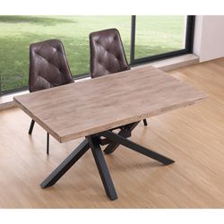 Table à manger M chêne lisse et métal naturel, 140 x 80 x 76 cm | xéna