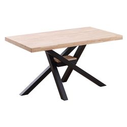 Τραπεζαρία M smooth από δρυς και μέταλλο σε ανοιχτό φυσικό και μαύρο χρώμα, 140 x 80 x 76 cm | ξένα