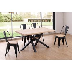 Τραπεζαρία M smooth από δρυς και μέταλλο σε ανοιχτό φυσικό και μαύρο χρώμα, 140 x 80 x 76 cm | ξένα