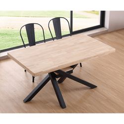 Τραπεζαρία M smooth από δρυς και μέταλλο σε ανοιχτό φυσικό και μαύρο χρώμα, 140 x 80 x 76 cm | ξένα