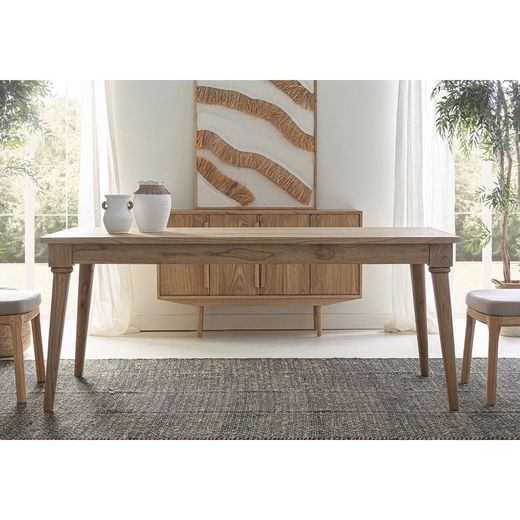 Table à manger en bois de mindi naturel, 180 x 90 x 76 cm | Nyry