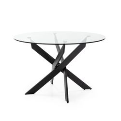Mesa de jantar redonda de vidro transparente, Ø 120 x 76 cm | Rute