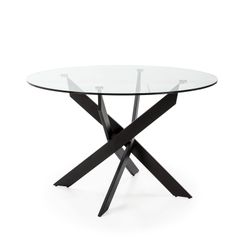 Mesa de jantar redonda de vidro transparente, Ø 120 x 76 cm | Rute