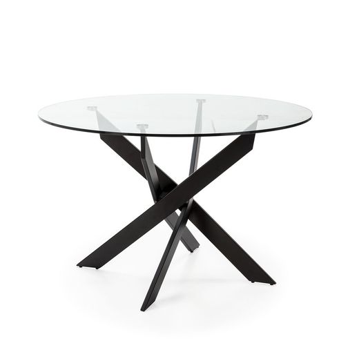 Round transparent glass dining table, Ø 120 x 76 cm | Ruth