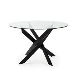 Mesa de jantar redonda de vidro transparente, Ø 120 x 76 cm | Rute