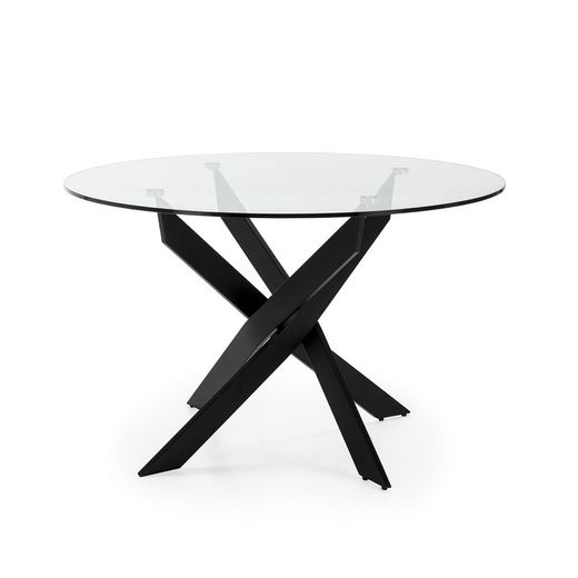 Round transparent glass dining table, Ø 120 x 76 cm | Ruth