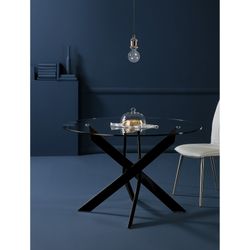 Round transparent glass dining table, Ø 120 x 76 cm | Ruth