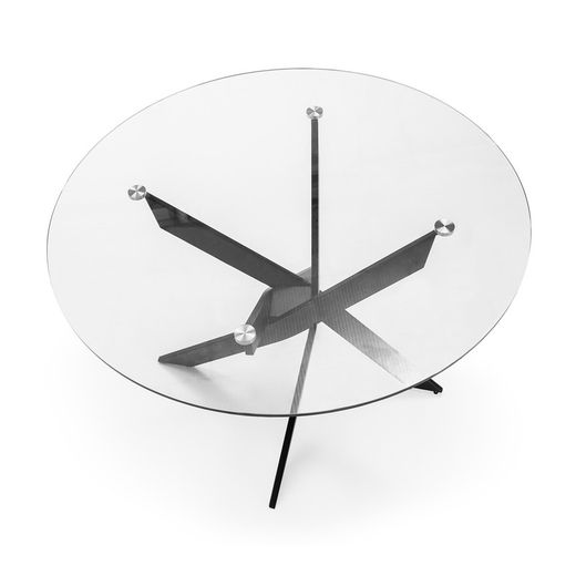 Round transparent glass dining table, Ø 120 x 76 cm | Ruth