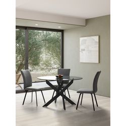 Round transparent glass dining table, Ø 120 x 76 cm | Ruth