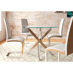 Okrągły szklany stół w kolorze przezroczystym i srebrnym, Ø 100 x 75 cm | Grzmot