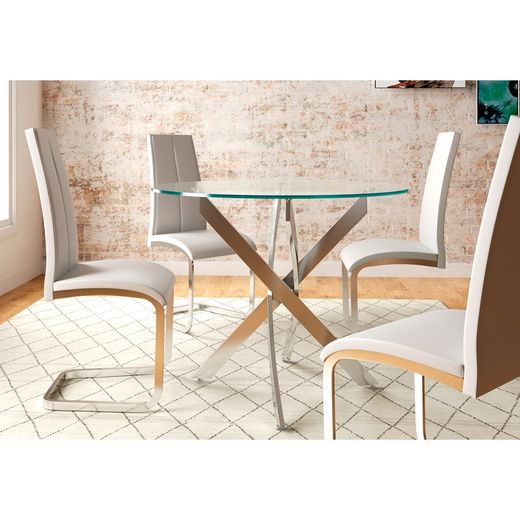 Dining set, 1 round table and 4 chairs | Thunder - Nice