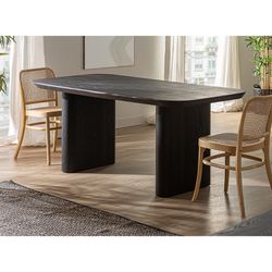 Table à manger Rognes en bois de sapin noir, 180 x 95 x 77 cm