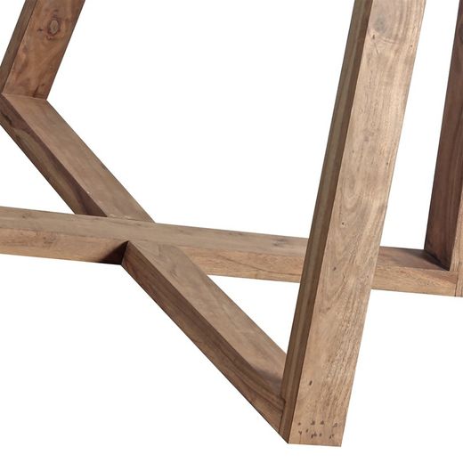 Scarpa Dining Table in Transparent Glass and Natural Acacia, Ø130x76 cm