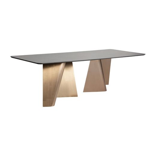 Table à manger en porcelaine Tux noir/or, 240 x 105 x 77 cm