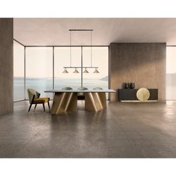 Table à manger en porcelaine Tux noir/or, 240 x 105 x 77 cm