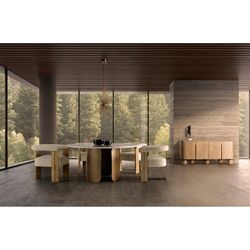 Vimperk spisebord i natursintret sten, 150 x 150 x 75 cm