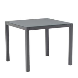 Square aluminum and glass table in anthracite, 90.2 x 90.2 x 74 cm | Adin