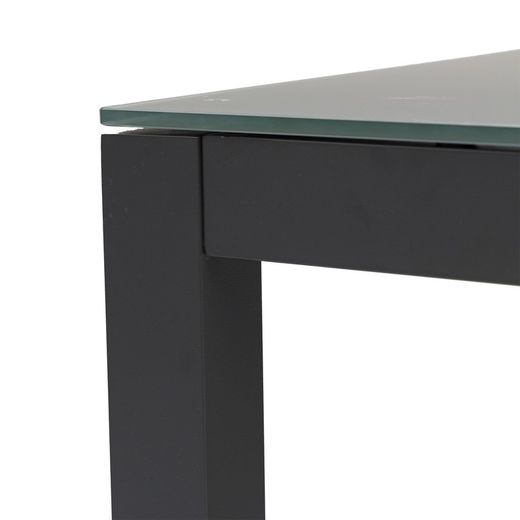 Square aluminum and glass table in anthracite, 90.2 x 90.2 x 74 cm | Adin