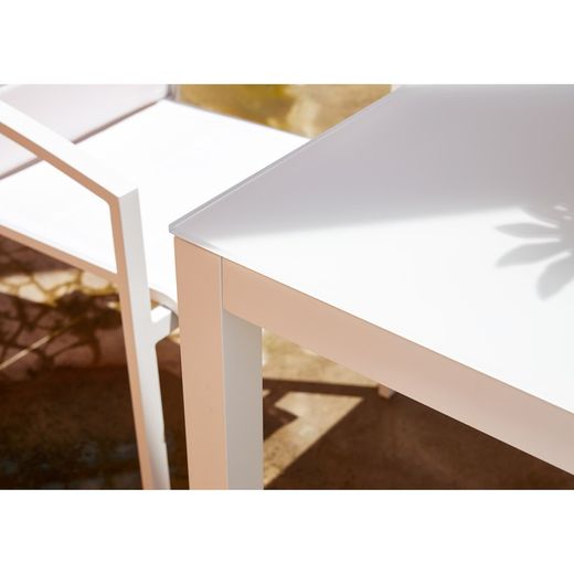 Garden dining set in white aluminum | Adin + Orick