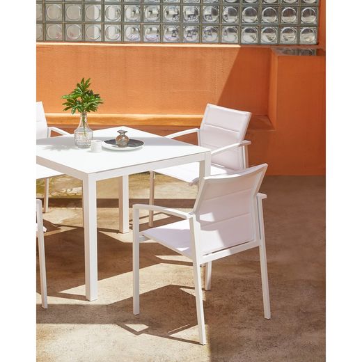 Garden dining set in white aluminum | Adin + Orick