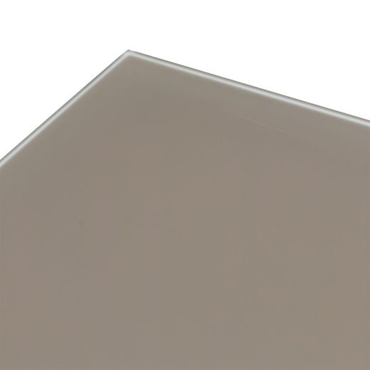 Quadratischer Tisch aus Aluminium und Glas in Weiß und Taupe, 90,2 x 90,2 x 74 cm | Adin