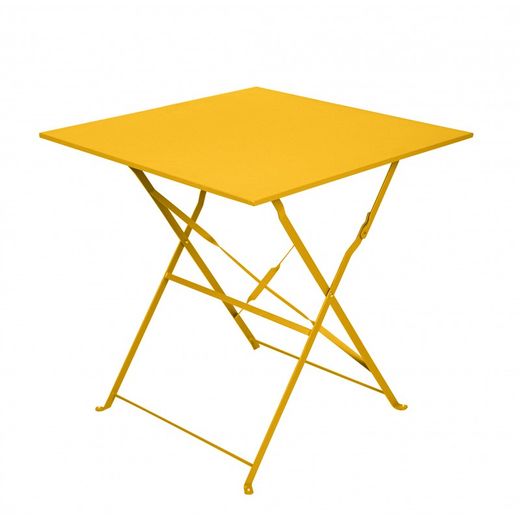 Mesa cuadrada Plegable BISTRO de Acero Amarillo, 70x70x71 cm
