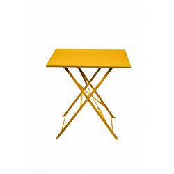Mesa cuadrada Plegable BISTRO de Acero Amarillo, 70x70x71 cm