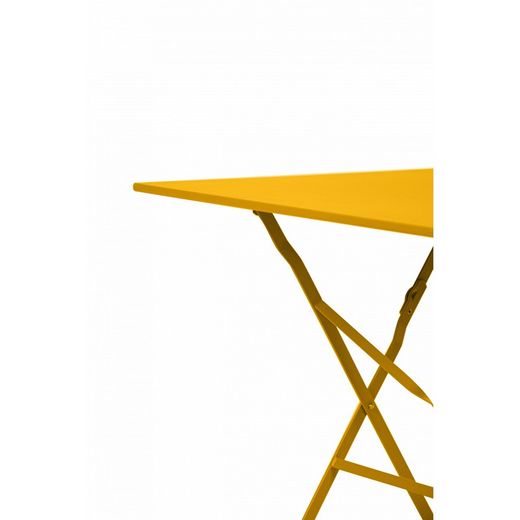 Mesa cuadrada Plegable BISTRO de Acero Amarillo, 70x70x71 cm